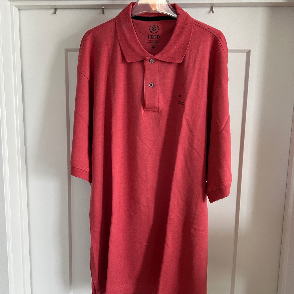 New IZOD Salmon SS, Polo Shirt, XL